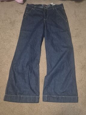 Vintage Wide-Leg Denim Jeans in Dark Blue